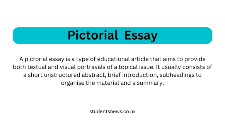 A pictorial essay is a type of educational article that aims to provide both textual and visual portrayals of a topical issue. It usually consists of a short unstructured abstract, brief introduction, subheadings to organize the material and a summary.